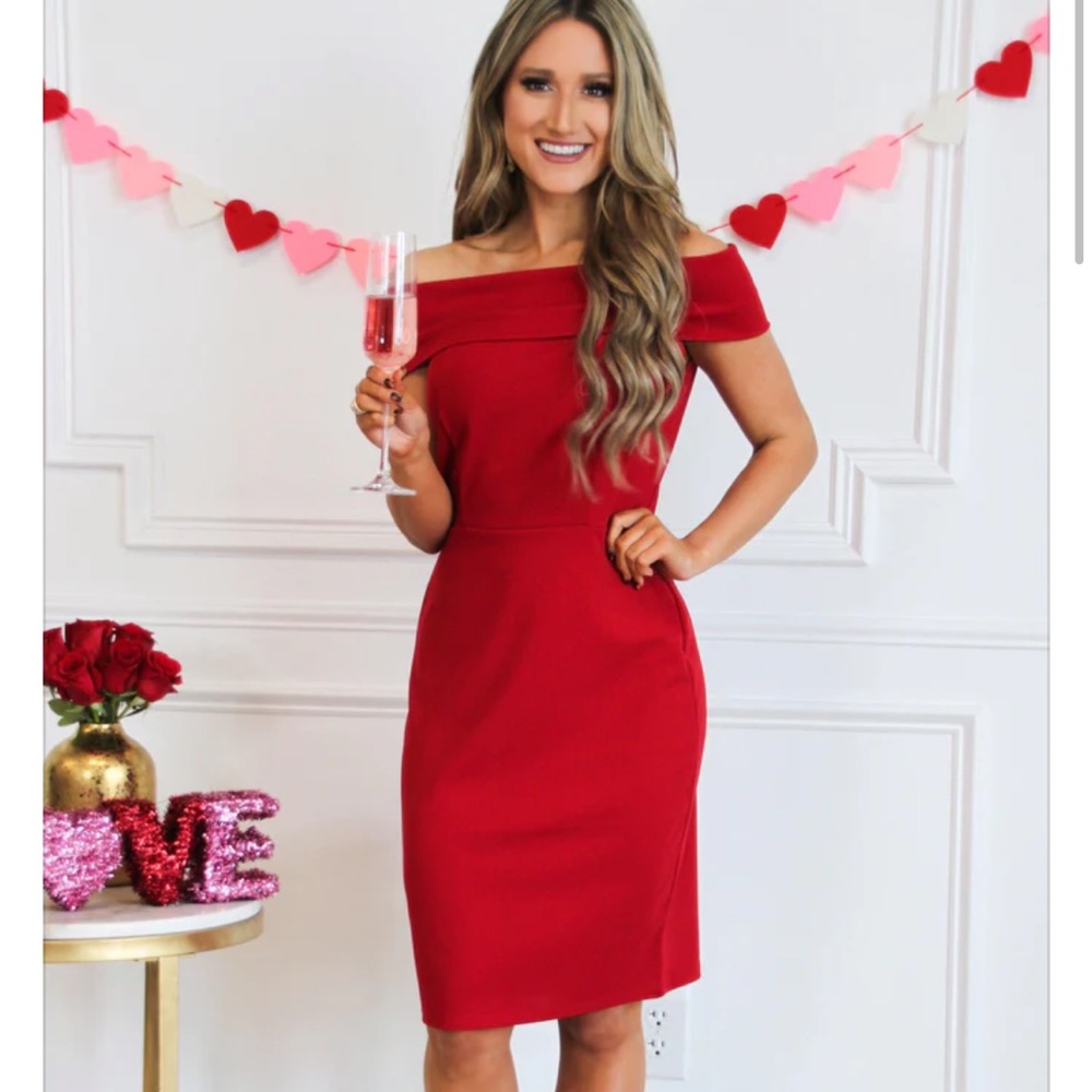 Red Midi Dress Off the shoulder